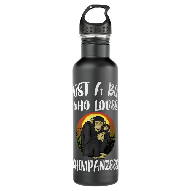 Just A Boy Who Loves Chimpanzees Gift 710 Ml Water Bottle (Front)