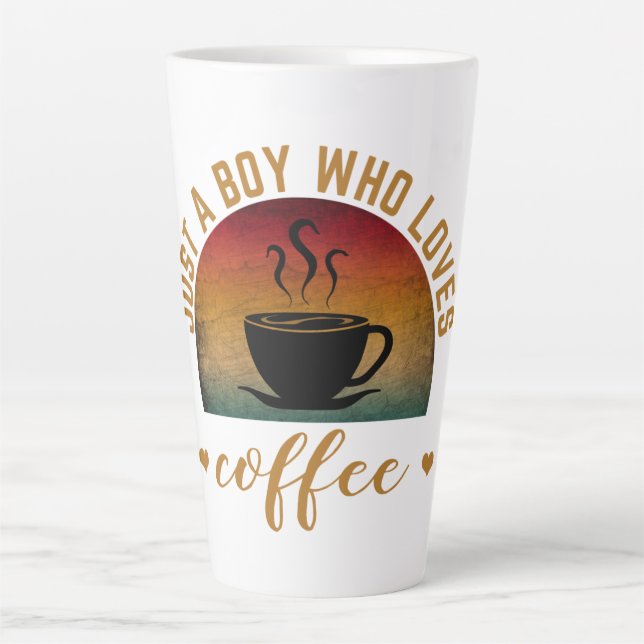 JUST A BOY WHO LOVES COFFEE LATTE MUG (Front)
