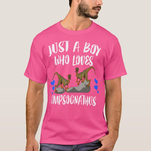 Just A Boy Who Loves Compsognathus Dinosaur T-Shirt (Front)