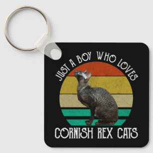Just A Boy Who Loves Cornish Rex Cats Key Ring