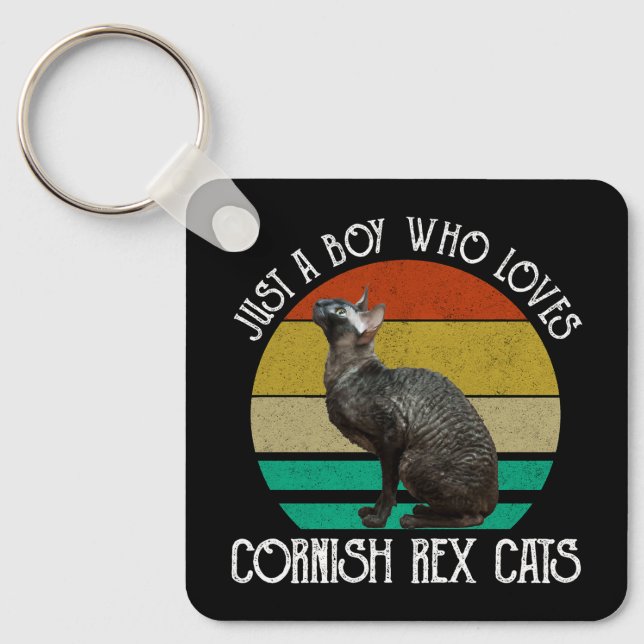 Just A Boy Who Loves Cornish Rex Cats Key Ring (Front)