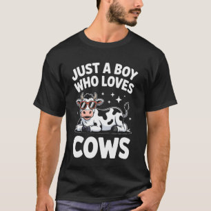 Just A Boy Who Loves Cows Country Life Cattle Farm T-Shirt