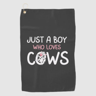 Just a Boy Who Loves Cows Cute Cow Farm Golf Towel