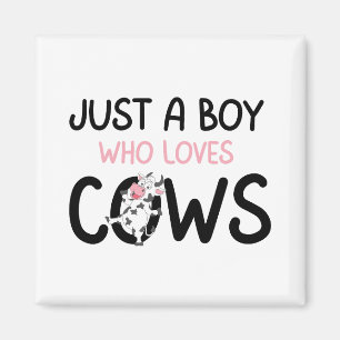 Just a Boy Who Loves Cows Cute Cow Farm Magnet