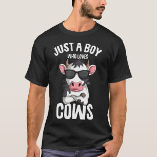 Just A Boy Who Loves Cows Farmer Kids Cow Toddler T-Shirt