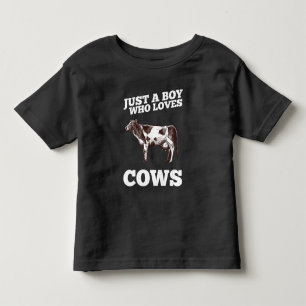 Just A Boy Who Loves Cows Funny Animal Ranch Lover Toddler T-Shirt