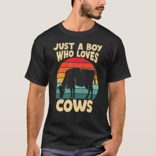 Just a Boy who loves Cows Harvest Farming Barn Cat T-Shirt