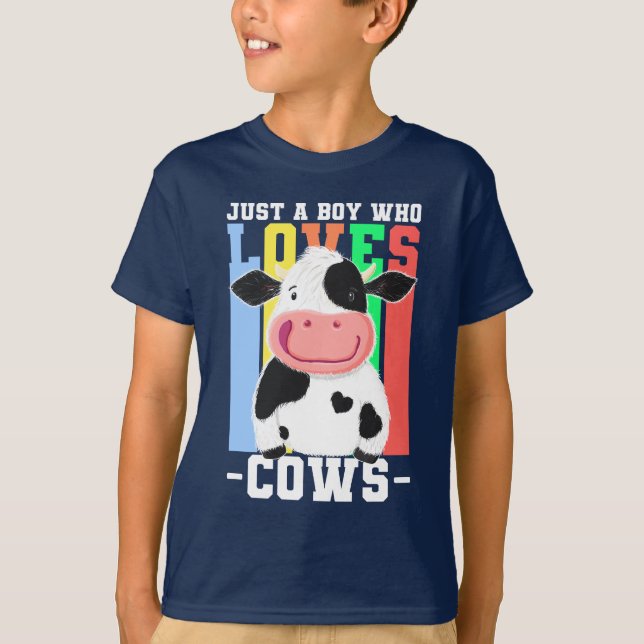 Just A Boy Who Loves Cows T-Shirt (Front)