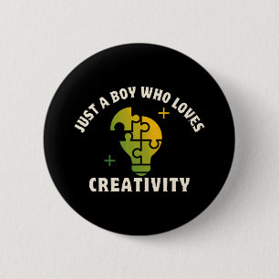just a boy who loves creativity 6 cm round badge