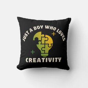 just a boy who loves creativity cushion