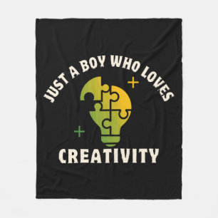 just a boy who loves creativity fleece blanket