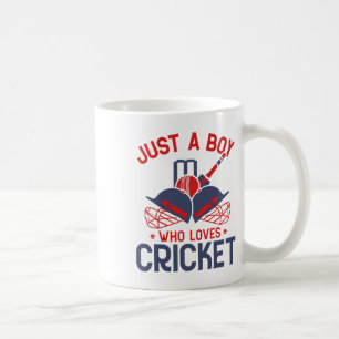 Just A Boy Who Loves Cricket - Funny Cricket Playe Coffee Mug