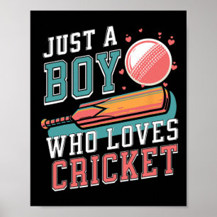 Just A Boy Who Loves Cricket T And Ll Retro Cricke Poster