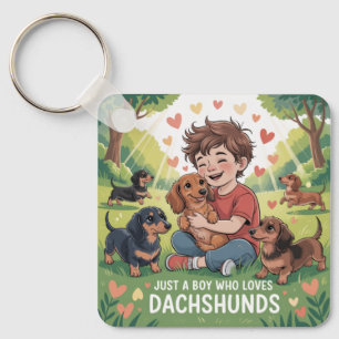 Just A Boy Who Loves Dachshunds Key Ring
