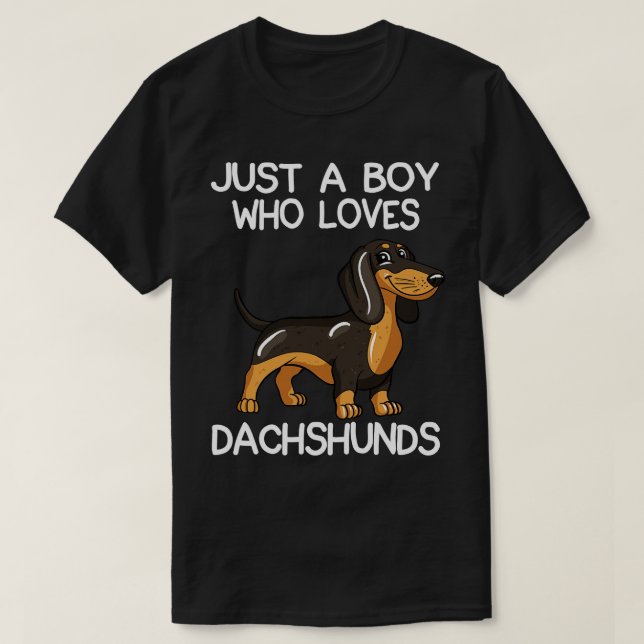 Just A Boy Who Loves Dachshunds T-Shirt (Design Front)