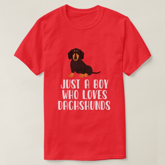 Just A Boy Who Loves Dachshunds T-Shirt (Design Front)