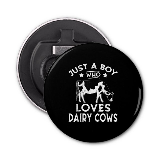 Just A Boy Who Loves Dairy Cows Gift Bottle Opener (Front)