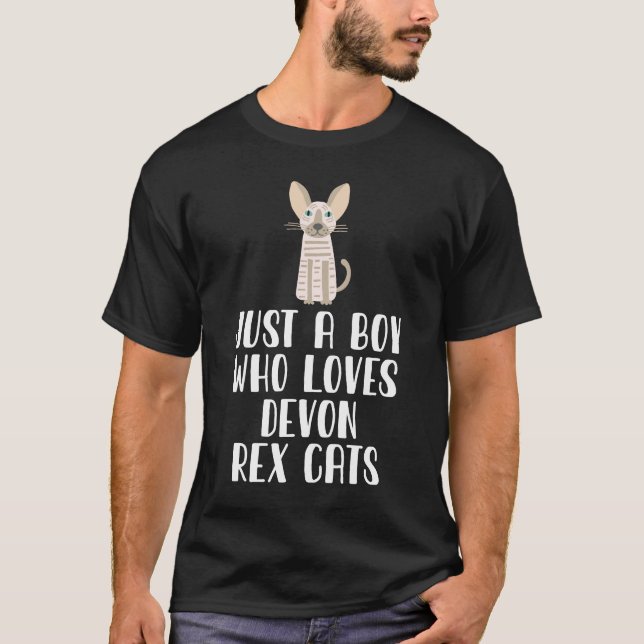 Just A Boy Who Loves Devon Rex Cat T-Shirt (Front)