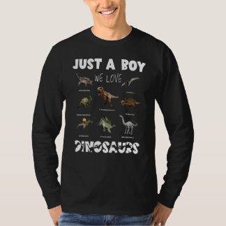 Just A Boy Who Loves Dinosaurs  Kids Dinosaur Them T-Shirt