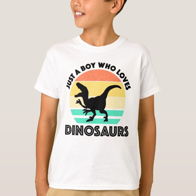 Just A Boy Who Loves Dinosaurs T-Shirt (Front)