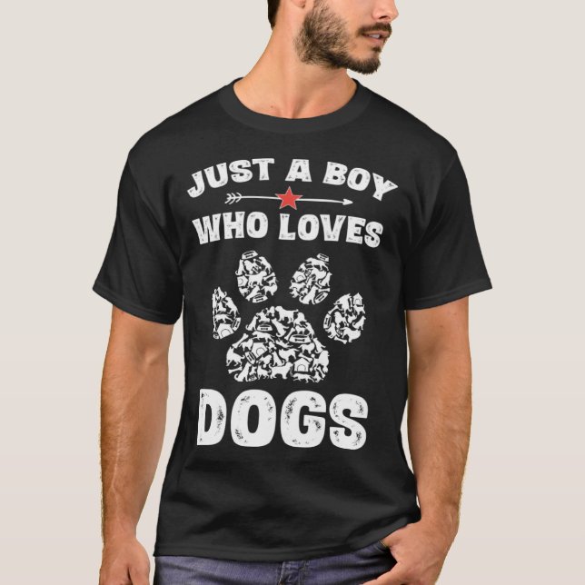 Just A Boy Who Loves Dogs Rescue Adopt Dog  for Me T-Shirt (Front)