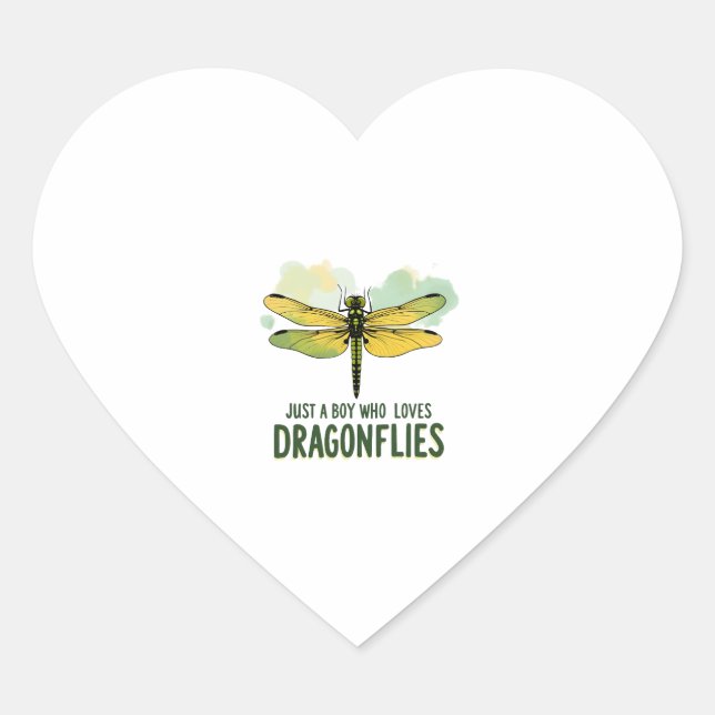 Just a Boy who loves Dragonflies. Dragonflies Drag Heart Sticker (Front)