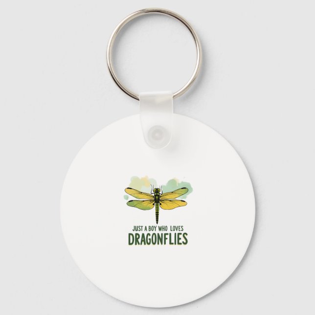 Just a Boy who loves Dragonflies. Dragonflies Drag Key Ring (Front)