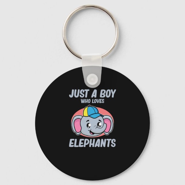 Just A Boy Who Loves Elephants Cute Elephant Lover Key Ring (Front)