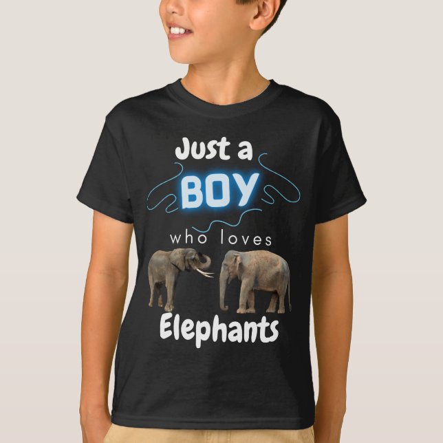 Just A Boy Who Loves Elephants T-Shirt (Front)