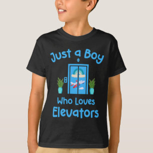 Just A Boy Who Loves Elevators Cute Distracted By T-Shirt