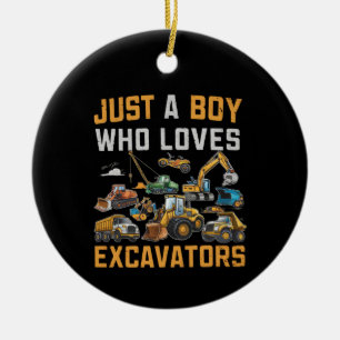 Just A Boy Who Loves Excavators Construction Ceramic Tree Decoration