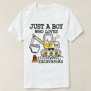 Just A Boy Who Loves Excavators Construction T-Shirt
