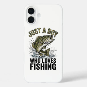 Just A Boy Who Loves Fishing Bass iPhone 16 Plus Case