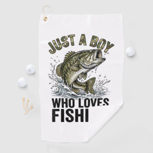 Just A Boy Who Loves Fishing Bass Golf Towel