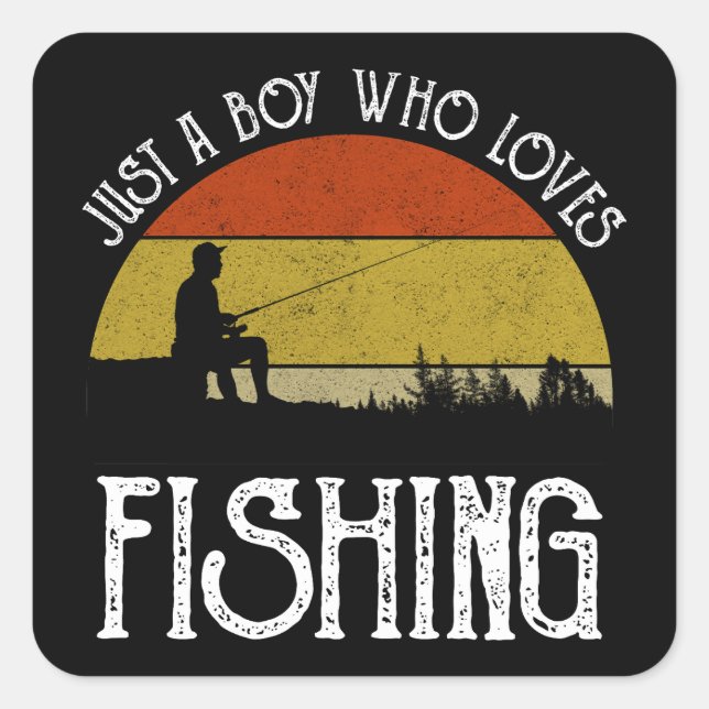Just A Boy Who Loves Fishing Square Sticker (Front)