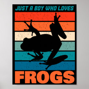 Just A Boy Who Loves Frogs - Retro Animal Poster