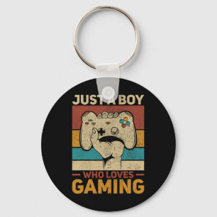 Just A Boy Who Loves Gaming Apparel Video Game Out Key Ring
