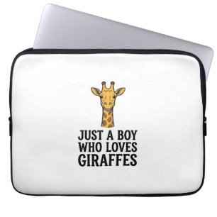 Just a Boy Who Loves Giraffes Cute Giraffe T-Shirt Laptop Sleeve