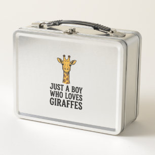 Just a Boy Who Loves Giraffes Cute Giraffe T-Shirt Metal Lunch Box