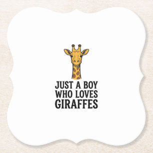 Just a Boy Who Loves Giraffes Cute Giraffe T-Shirt Paper Coaster