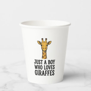 Just a Boy Who Loves Giraffes Cute Giraffe T-Shirt Paper Cups