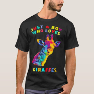 Just a Boy Who Loves Giraffes in Rainbow Colors Gi T-Shirt