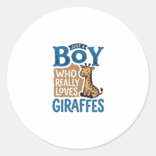 Just A Boy Who Loves Giraffes Vintage Shirt Design Classic Round Sticker