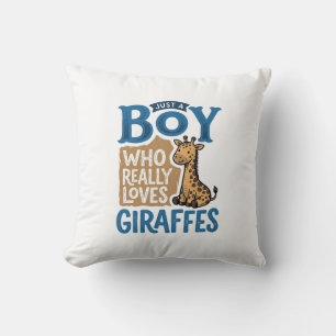 Just A Boy Who Loves Giraffes Vintage Shirt Design Cushion