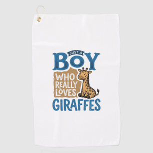 Just A Boy Who Loves Giraffes Vintage Shirt Design Golf Towel