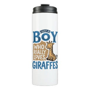 Just A Boy Who Loves Giraffes Vintage Shirt Design Thermal Tumbler