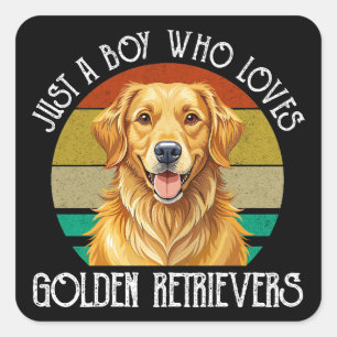 Just A Boy Who Loves Golden Retrievers Square Sticker