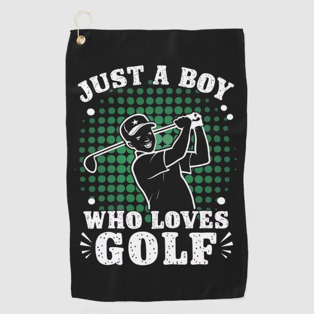 Just a Boy who loves Golf Club Golfer Golfing Golf Towel (Front)
