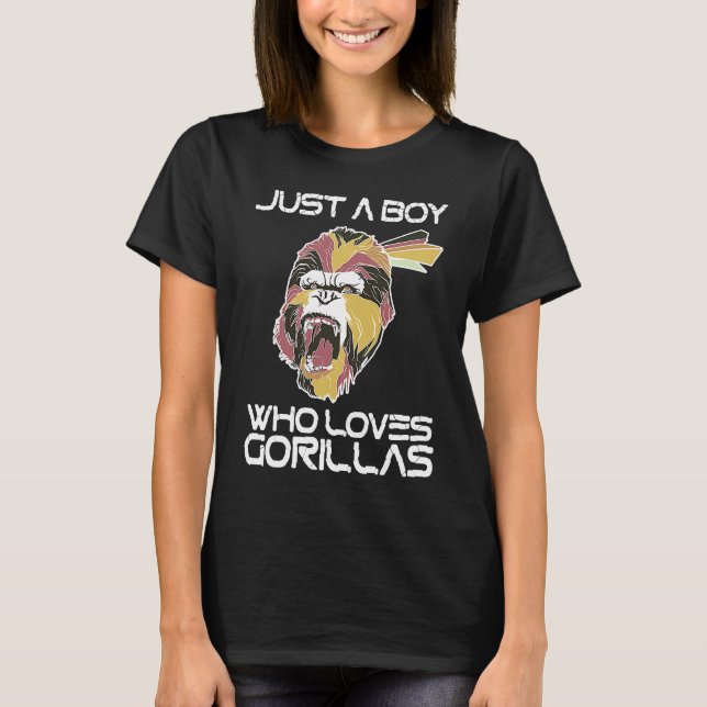 Just A Boy Who Loves Gorillas Largest Primate Gori T-Shirt (Front)