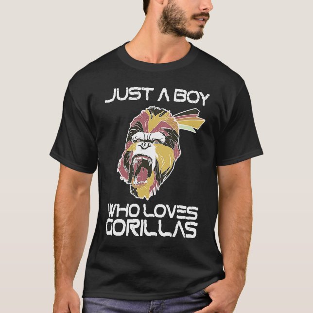 Just A Boy Who Loves Gorillas Largest Primate Gori T-Shirt (Front)